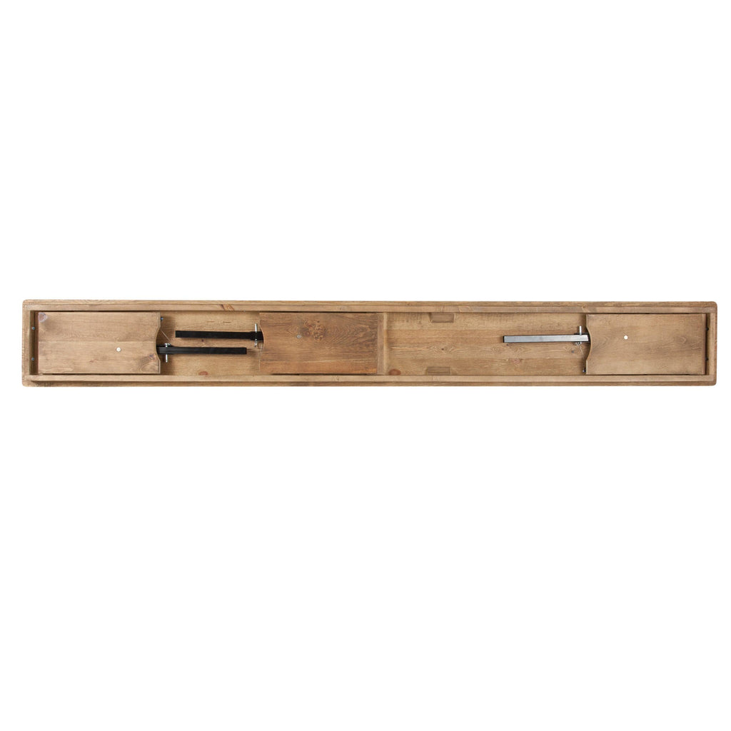 Black Solid Pine Folding Farm Bench with 3 Legs N228318