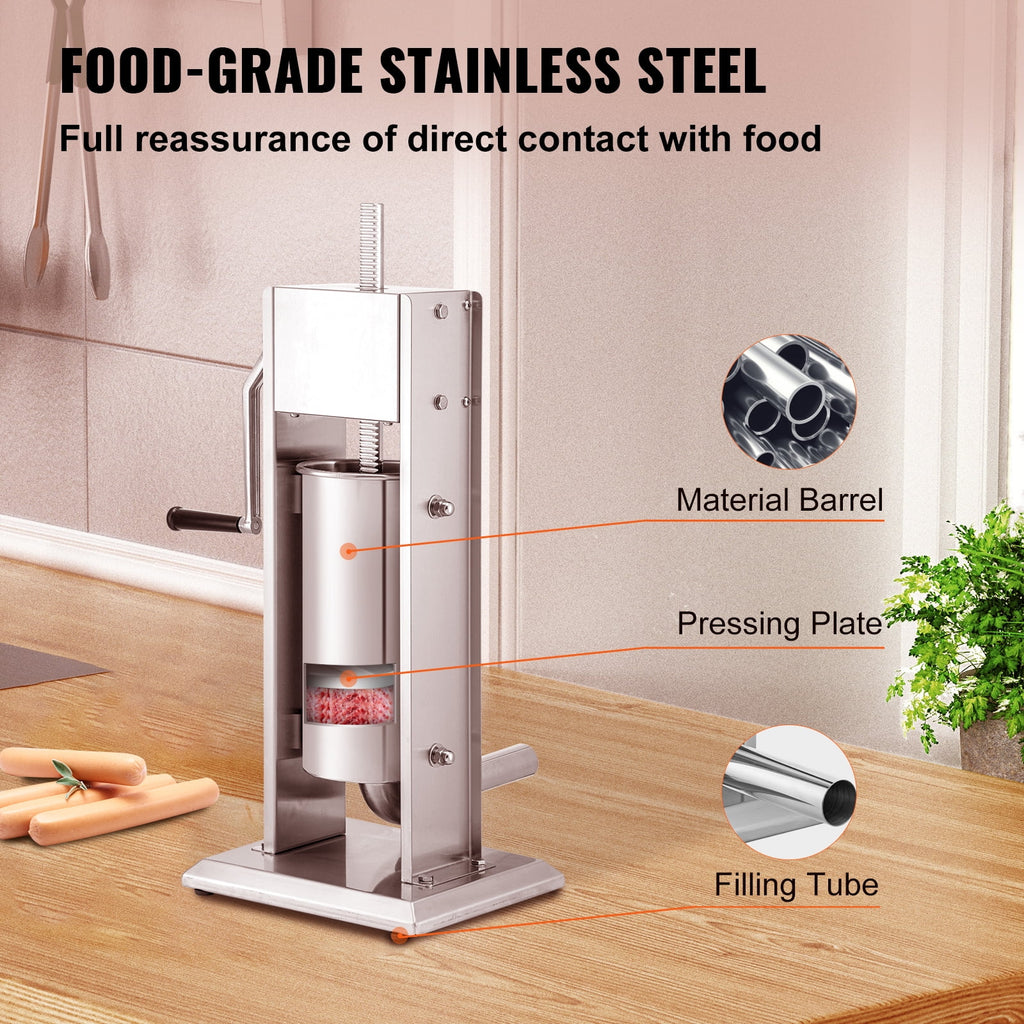 8lbs 5L Stainless Steel Sausage Stuffer A4792