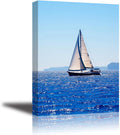 Blue Sea Sailboat Canvas Wall Art 30x20 G631945