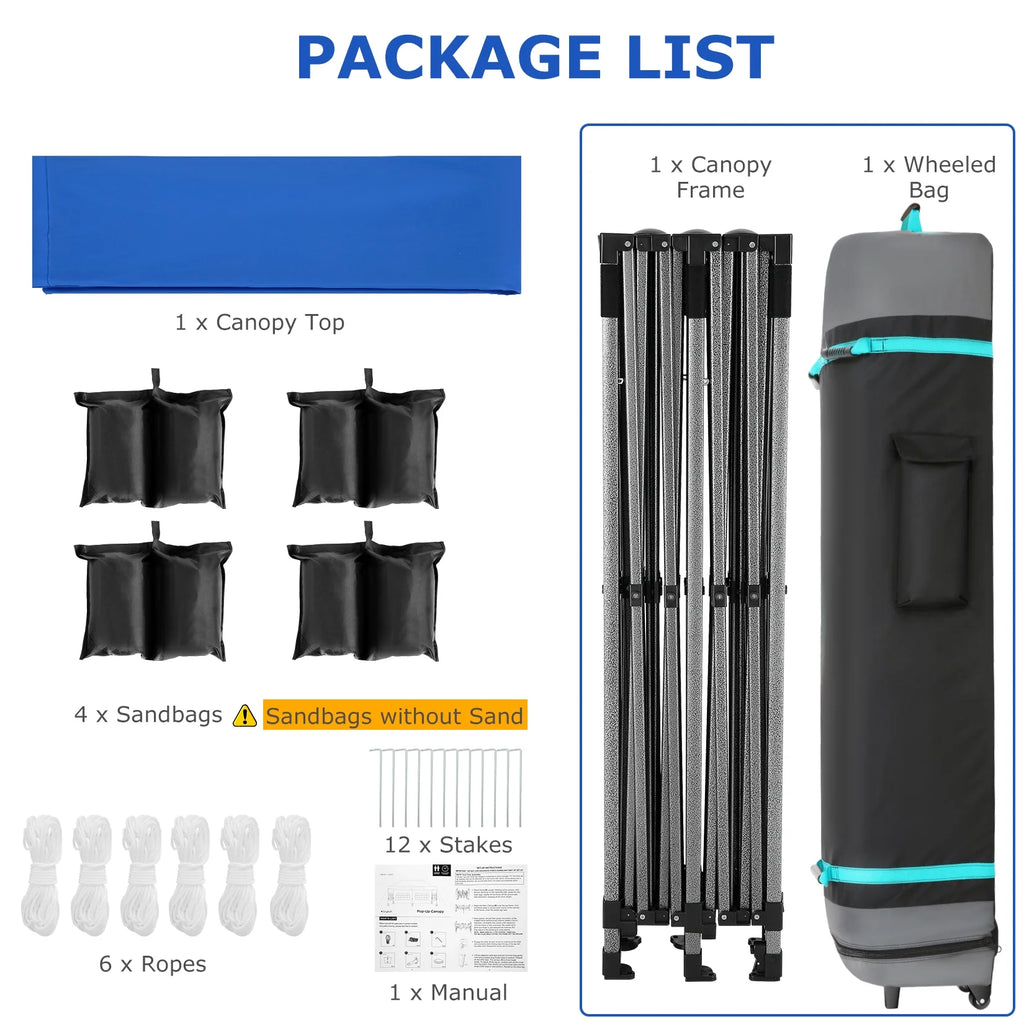 10' x 20' Pop Up Canopy Tent Straight Leg Shelter with Roller Bag, Blue B228