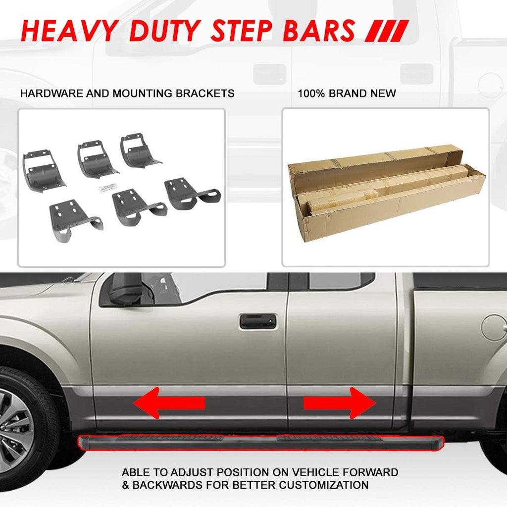 5.5 Inches Stainless Steel Black Powdercoated Side Step Nerf Bar Running Boards O2121