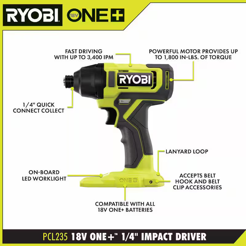 18V Cordless 1/4 in. Impact Drill/Driver Kit with 2 Batteries and Charger L8513