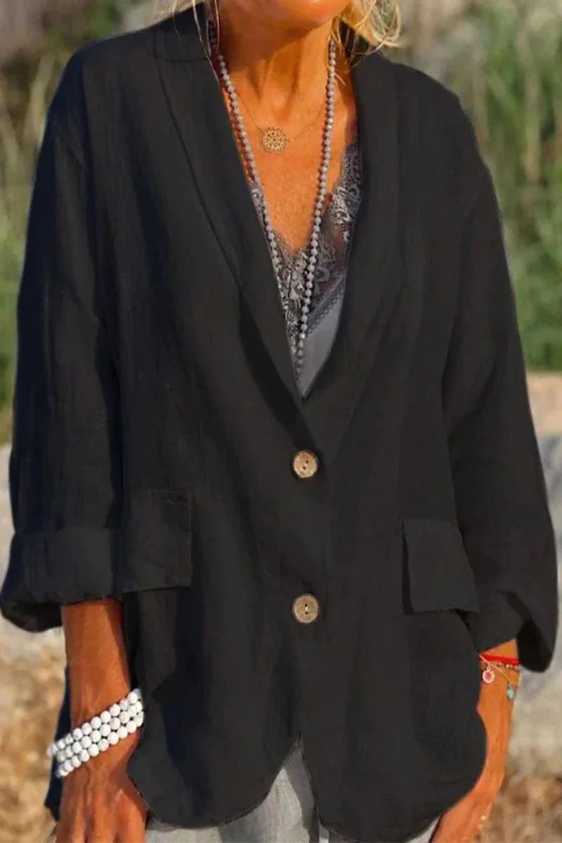Solid Turn-back Collar Outerwear T79360
