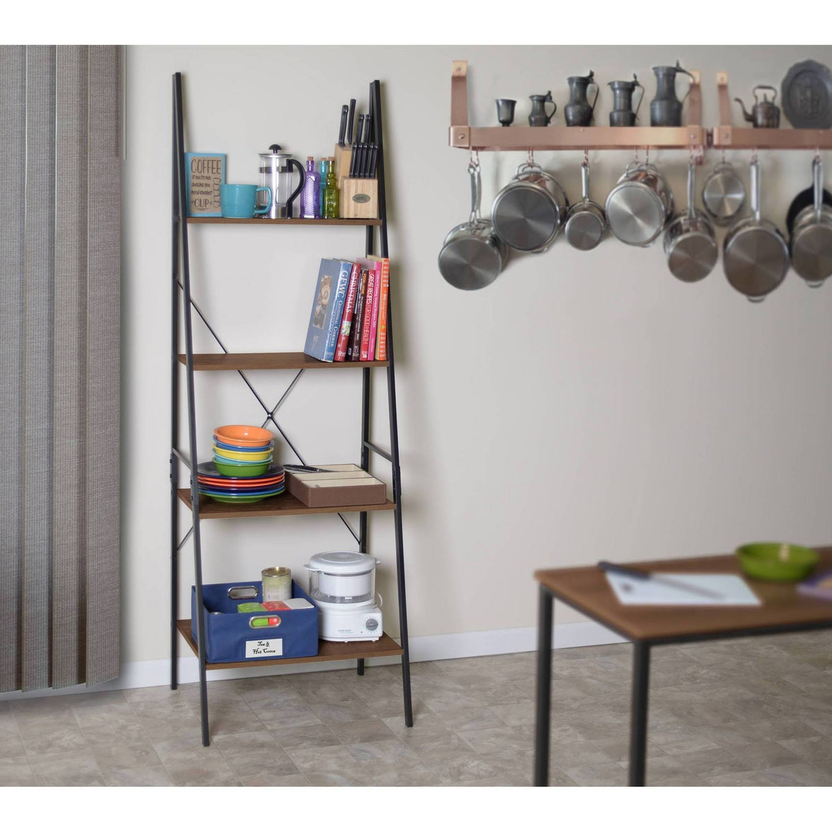 72x22 Ladder Bookcase Urban Walnut W8604