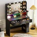 White Vanity Desk with Lighted Mirror and Power Outlet Z5685