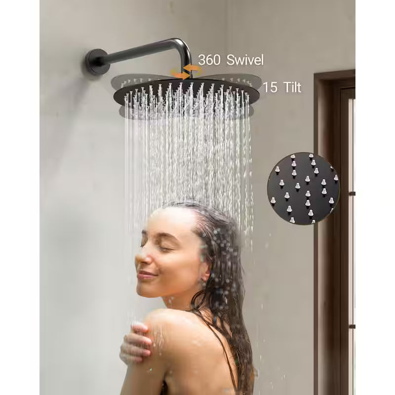 Wall Mounted Dual Shower Head and Handheld Shower Head 2.5 GPM Matte Black Y4198