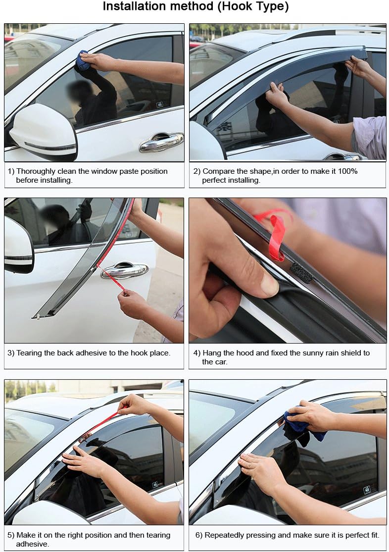Car Window Visor Vent Shade Deflector Sun Rain Guards Z6919