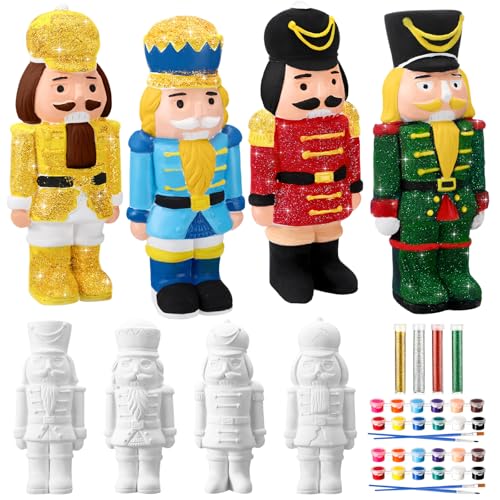Set of 4 Ceramic Christmas Nutcrackers Paint Craft Kit E52968