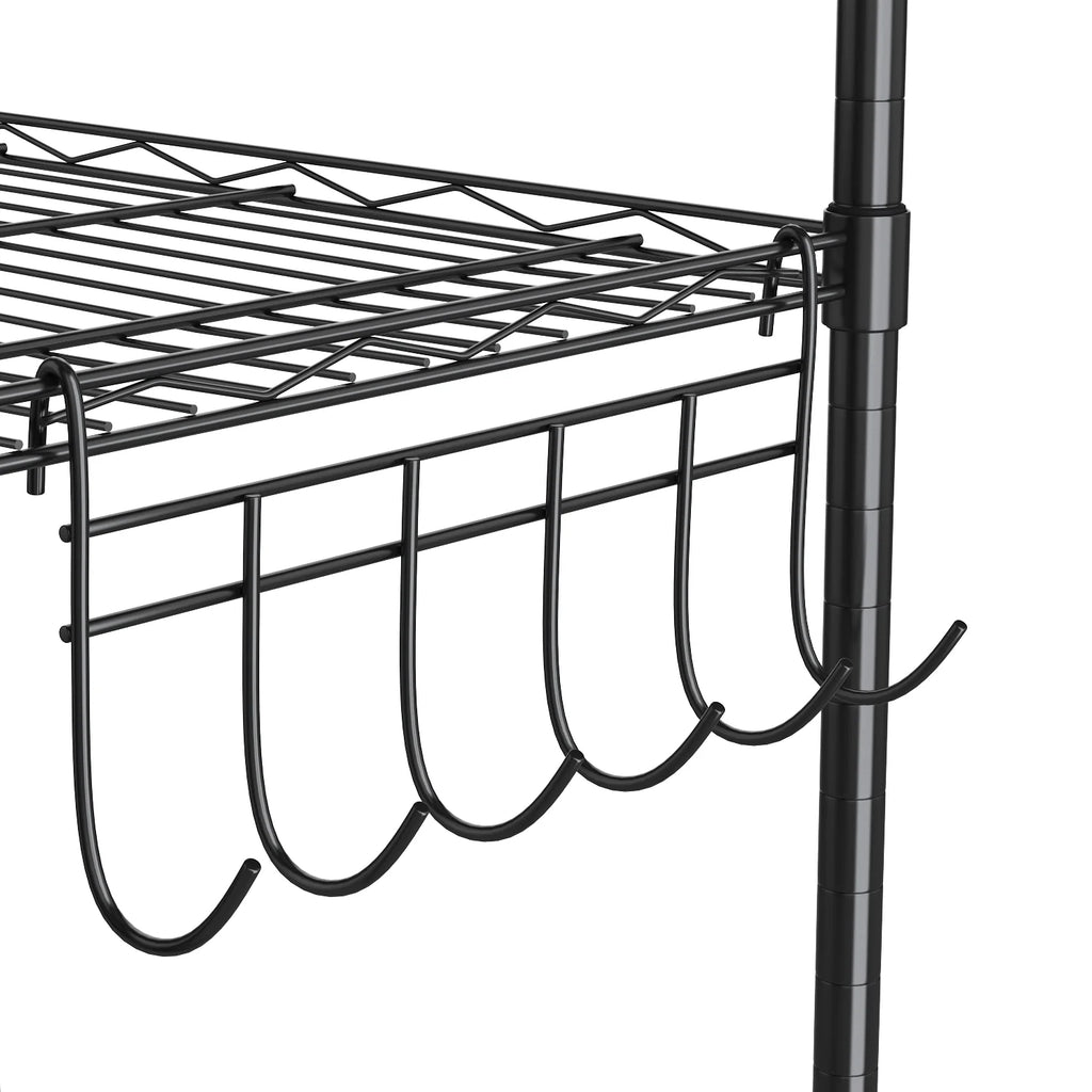 6 Shelves Wire Metal Heavy Duty Shelving Rack with Wheel, Silver V2839